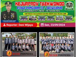 Kodim 0404/Muara Enim Kirimkan Atlet Kejurprov Taekwondo Piala Pangdam II/SWJ Dalam Rangka HUT TNI ke 79 Di Palembang