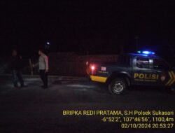 Anggota Unit Samapta Polsek Sukasari Laksanakan Patroli KRYD Blue Light / Malam hari di Wilayah Kecamatan Sukasari Kabupaten Sumedang