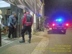 Anggota Unit Samapta Polsek Sukasari Laksanakan Patroli KRYD Blue Light / Malam hari di Wilayah Kecamatan Sukasari Kabupaten Sumedang