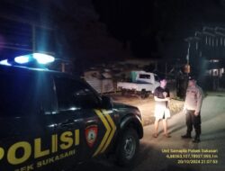 Anggota Unit Samapta Polsek Sukasari Laksanakan Patroli KRYD Blue Light / Malam hari di Wilayah Kecamatan Sukasari Kabupaten Sumedang