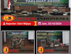 Pangdam II/Sriwijaya Pimpin Taklimat Akhir Pengawasan Audit Kinerja Itjenad TA 2024