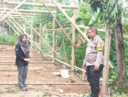 Bripka Fariz Fahsya S.Sos Monitor Pembangunan Hidroponik untuk ketahanan pangan di halaman Desa Mekarjaya