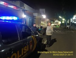 Antisipasi gangguan kamtibmas, Piket Polsek Tanjungmedar Polres Sumedang Polda Jabar melaksanakan Patroli Blue light