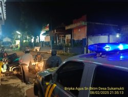 Antisipasi gangguan kamtibmas, Piket Polsek Tanjungmedar Polres Sumedang Polda Jabar melaksanakan Patroli Blue light