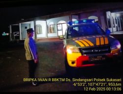 Anggota Polsek Sukasari Rutin Laksanakan Patroli KRYD Blue Light / Malam hari di Wilayah Kecamatan Sukasari Kabupaten Sumedang