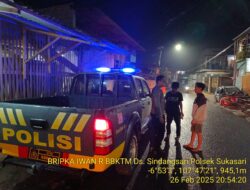 Anggota Polsek Sukasari Rutin Laksanakan Patroli KRYD Blue Light / Malam hari di Wilayah Kecamatan Sukasari Kabupaten Sumedang