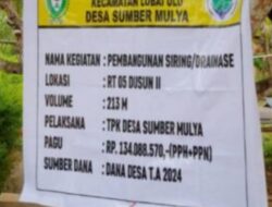 Pembangunan Siring/Drainase di Desa Sumber Mulya Diprotes Warga Muara Enim