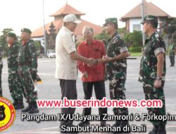 Pangdam IX/Udayana Zamroni dan  Forkopimda Sambut Menhan di Bali
