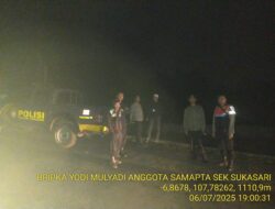 Anggota Polsek Sukasari Laksanakan Patroli KRYD Blue Light / Malam hari di Wilayah Kecamatan Sukasari Kabupaten Sumedang