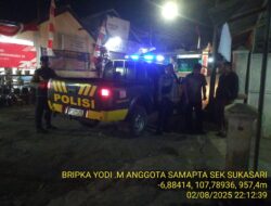Anggota Polsek Sukasari Laksanakan Patroli KRYD Blue Light / Malam hari di Wilayah Kecamatan Sukasari Kabupaten Sumedang