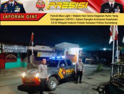 Anggota Polsek Sukasari Laksanakan Patroli KRYD Blue Light / Malam hari di Wilayah Kecamatan Sukasari Kabupaten Sumedang