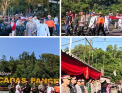 Semarak HUT ke-80 RI, Polres Sumedang Gelar Pembentangan Bendera Merah Putih di Cadas Pangeran