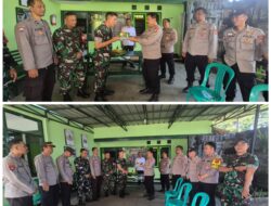 Kapolsek Buahdua AKP Agus Nurjaman,S.H bersama jajaran anggota Polsek Buahdua mendatangi Koramil 1008/Buahdua Kodim 0610/Sumedang Rayakan HUT Ke 80