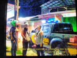 Anggota Polsek Sukasari Laksanakan Patroli KRYD Blue Light / Malam hari di Wilayah Kecamatan Sukasari Kabupaten Sumedang
