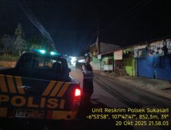Anggota Polsek Sukasari Laksanakan Patroli KRYD Blue Light / Malam hari di Wilayah Kecamatan Sukasari Kabupaten Sumedang
