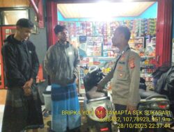 Anggota Polsek Sukasari Laksanakan Patroli KRYD Blue Light / Malam hari di Wilayah Kecamatan Sukasari Kabupaten Sumedang