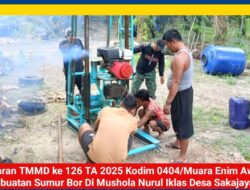 TMMD Kodim 0404/Muara Enim Mulai Pembangunan Sumur Bor di Mushola Nurul Iklas, Desa Saka Jaya