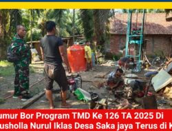 Sumur Bor TMMD di Mushola Nurul Ikhlas Terus Dikerjakan, Warga Saka Jaya Bersyukur