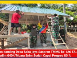 Pembangunan Pos Kamling di Dusun 4 Desa Saka Jaya Dikebut, Progres Capai 80%