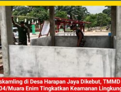 Poskamling di Desa Harapan Jaya Dikebut, TMMD Kodim 0404/Muara Enim Tingkatkan Keamanan Lingkungan