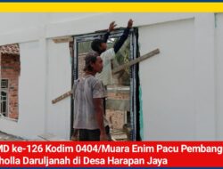 TMMD ke-126 Kodim 0404/Muara Enim Pacu Pembangunan Musholla Daruljanah di Desa Harapan Jaya
