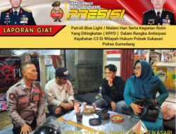 Anggota Polsek Sukasari Laksanakan Patroli KRYD Blue Light / Malam hari di Wilayah Kecamatan Sukasari Kabupaten Sumedang