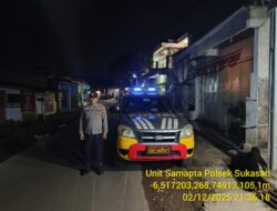 Anggota Polsek Sukasari Laksanakan Patroli Kryd Blue Light / Malam Hari Di Wilayah Kecamatan Sukasari Kabupaten Sumedang
