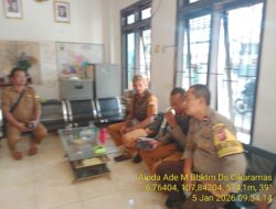 Aipda Ade Mulyana  polsek Tanjungmedar Polres Sumedang melaksanakan sambang/silatrahmi kamtibmas ke aparatur Desa Cikaramas