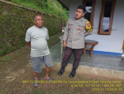 Briptu Diwan Ahmad melaksanakan sambang/silatrahmi Kamtibmas dan dumas keliling dalam rangka BEYOND TRUST PRESISI di wilayah Kec. Tanjungmedar