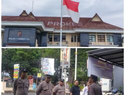 Polres Sumedang dan Polsek Jajaran Laksanakan Pengibaran Bendera Setengah Tiang, Hormati Wafatnya Wapres ke-6 RI