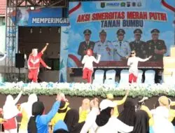 Aksi Sinergitas Merah Putih 2026 di Satui Antusiasme Warga Warnai Senam Storytelling dan Layanan Publik.
