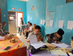 Bhabinkamtibmas Desa Sukamukti Monitoring Tahapan Pilkades Serentak dan Pendaftaran Bakal Calon Kades