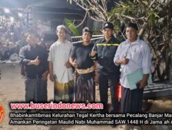 Bhabinkamtibmas Kelurahan Tegal Kertha bersama Pecalang Banjar Manut Negara Amankan Peringatan Maulid Nabi